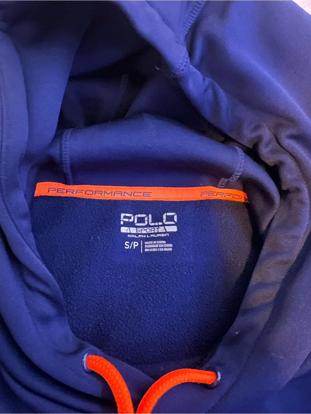 Ralph Lauren Polo Sport Navy Hoodie with Orange Logo